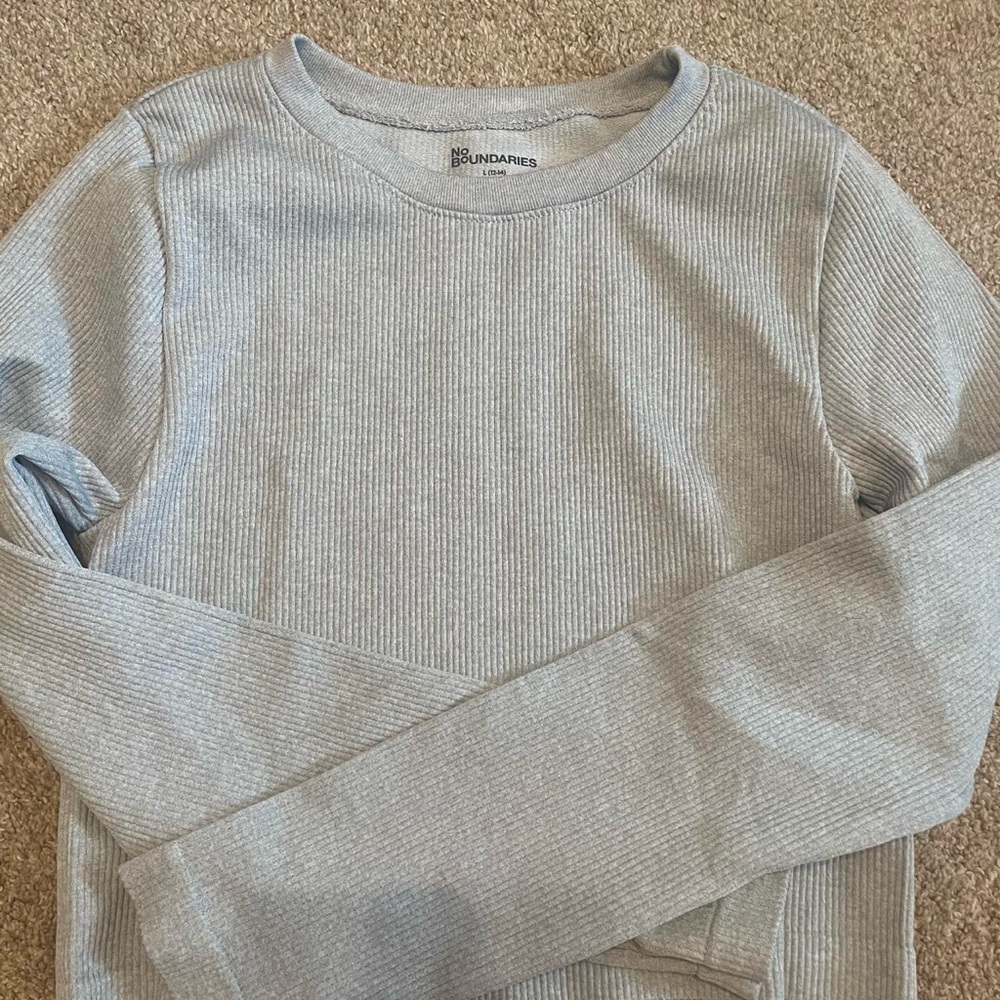 No Boundaries Light Gray Ribbed Top